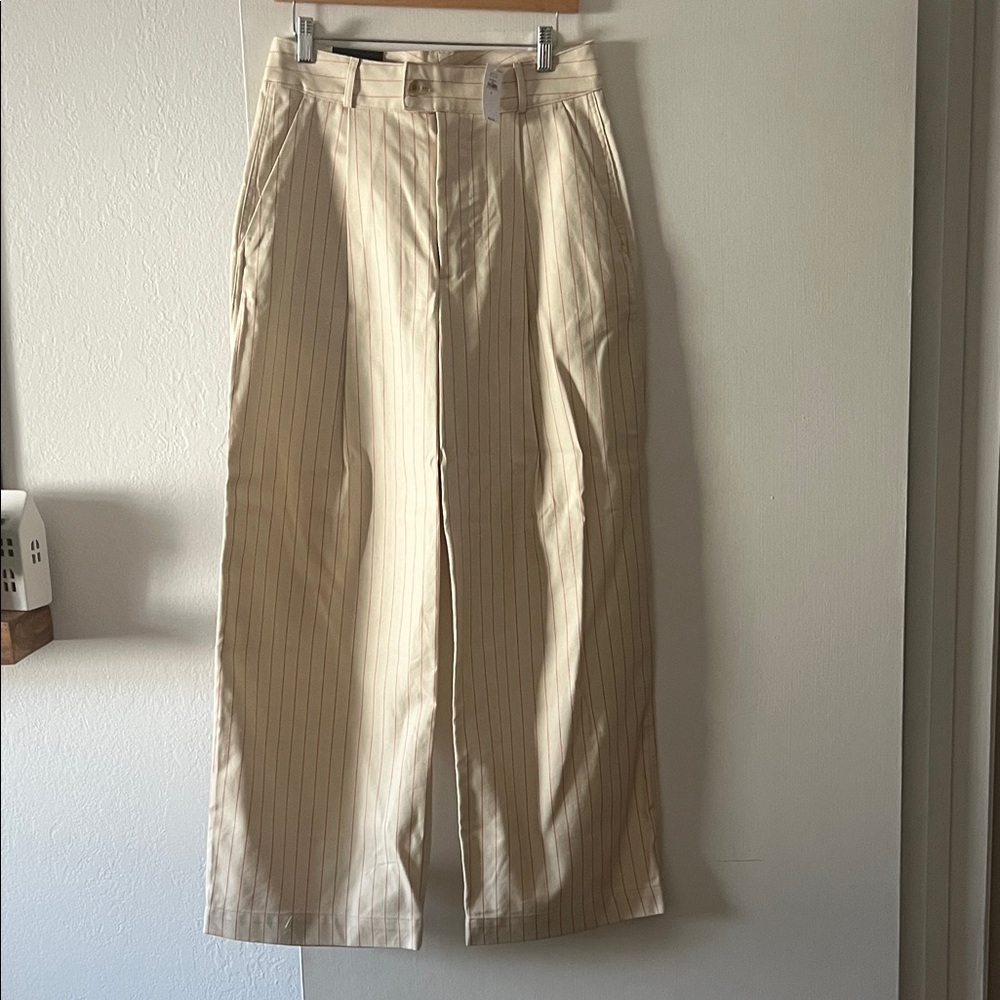 Banana Republic Women's Cream Striped Chinos